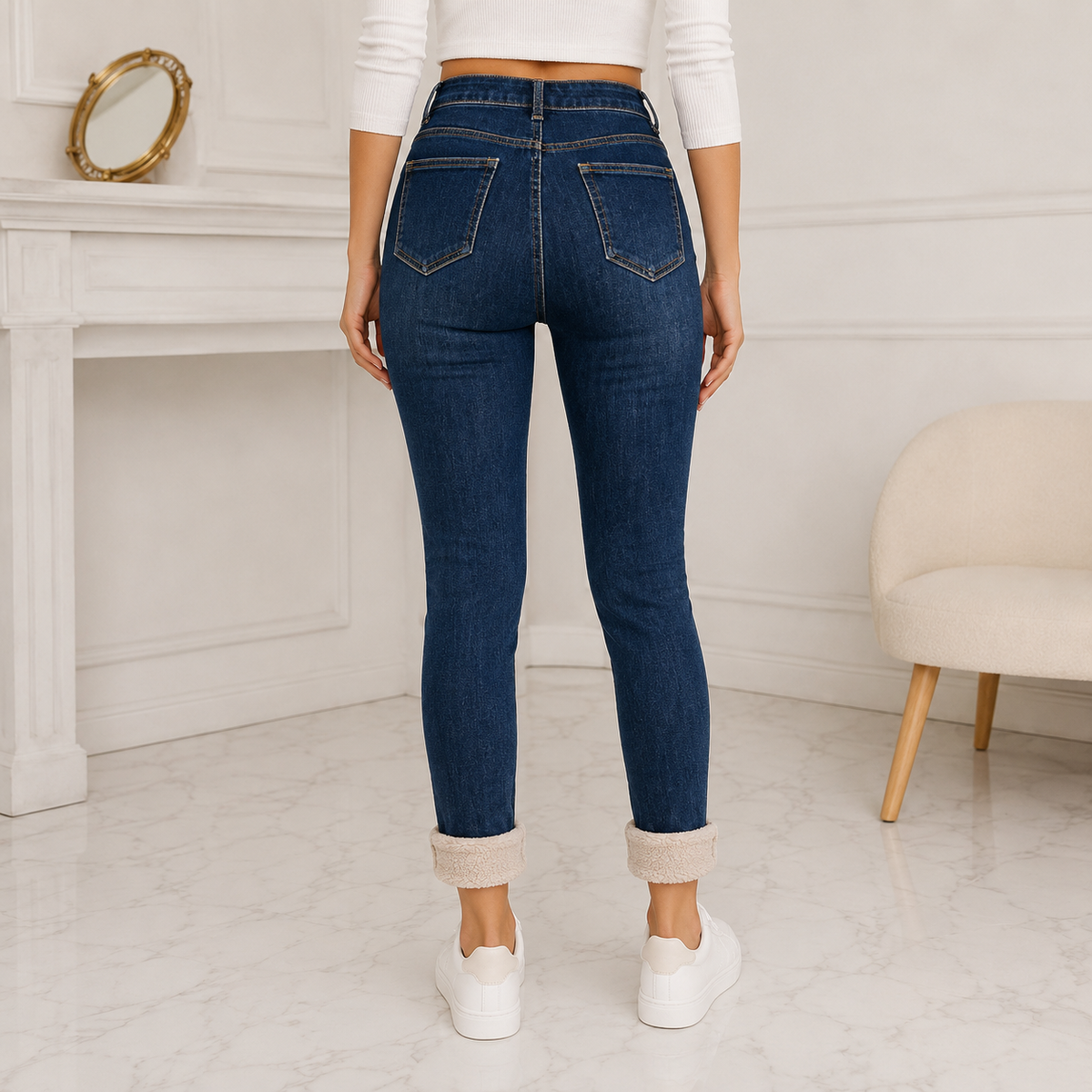 Gefütterte Winterjeans – High Waist & Slim Fit