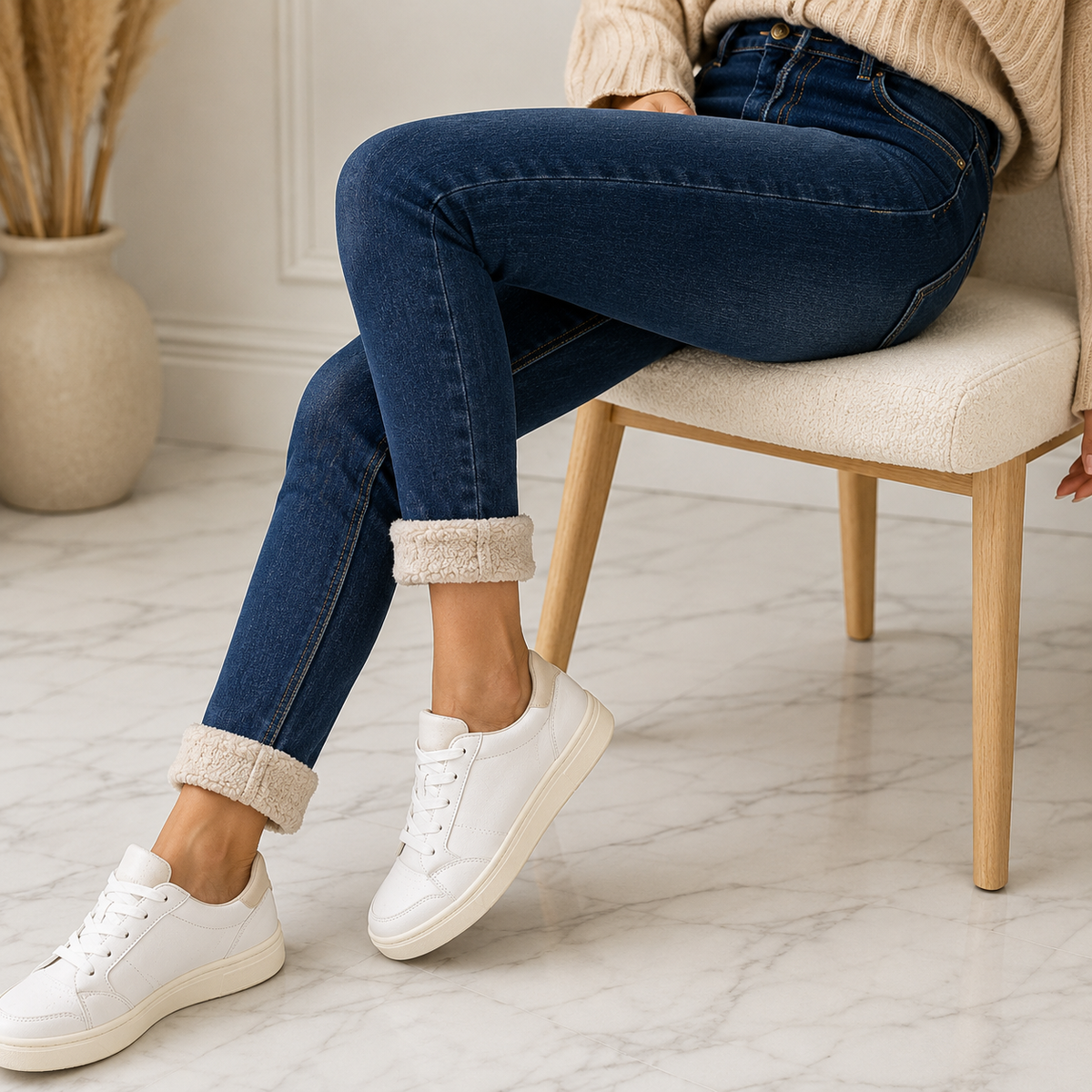 Gefütterte Winterjeans – High Waist & Slim Fit