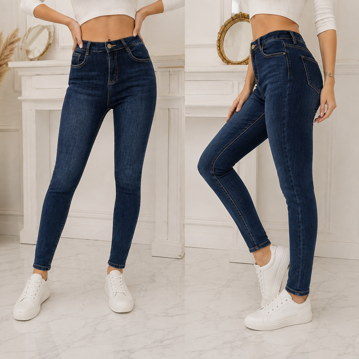 Gefütterte Winterjeans – High Waist & Slim Fit